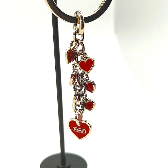 Coach Red Enamel Hearts Keychain Authentic NWOT RARE!! - Picture 2 of 3